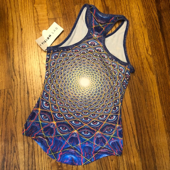 Athletic Racerback Top with Colorful Eye Pattern - Picture 4 of 4